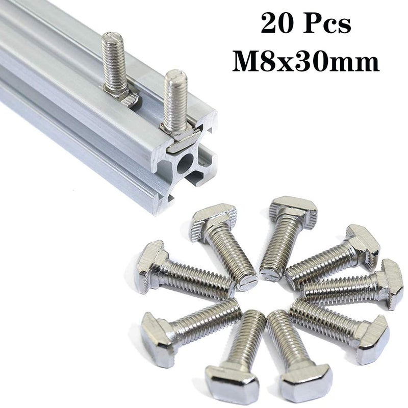 SDY 20 Pcs M8 x 30mm Thread T Slot Drop-in Bolt T-Bolt Hammer Head Bolt T Screw Stud for 4040 Series Standard 8mm T-Slot Aluminum Extrusion Profile (4040 Series) - Image 3